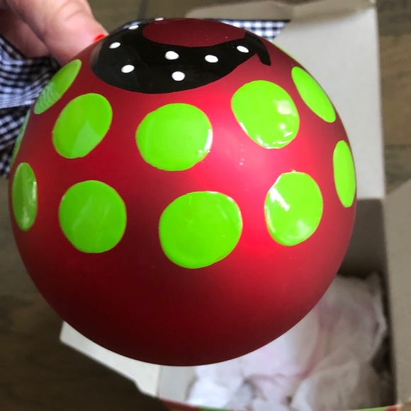 Coton Colors “C” monogram initial red/green dot Christmas ornament New - Picture 4 of 6